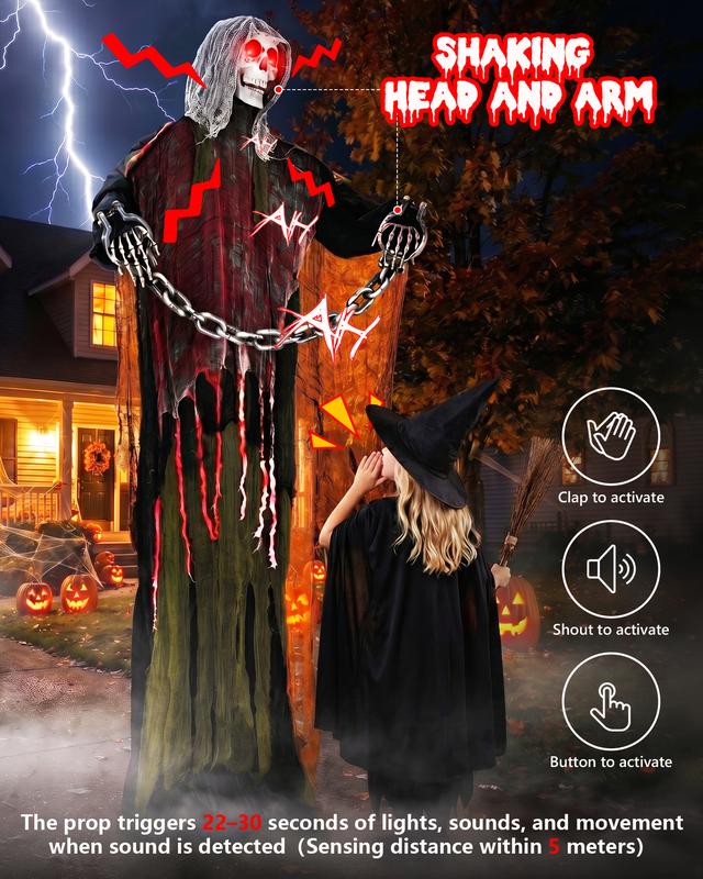 6FT Life-Size Animated Halloween Skeleton Ghost