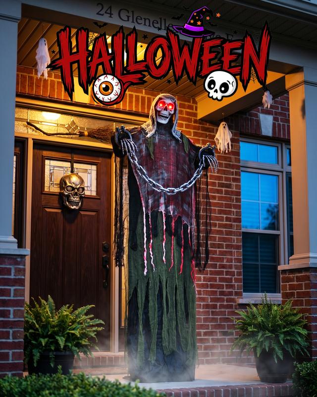 6FT Life-Size Animated Halloween Skeleton Ghost