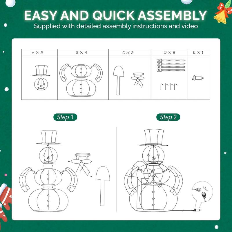 3ft Lighted LED Snowman Decor